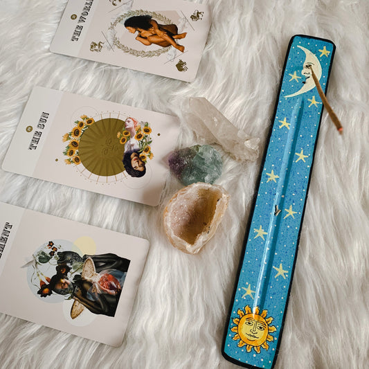 Hand Painted Sun and Moon Incense Holder