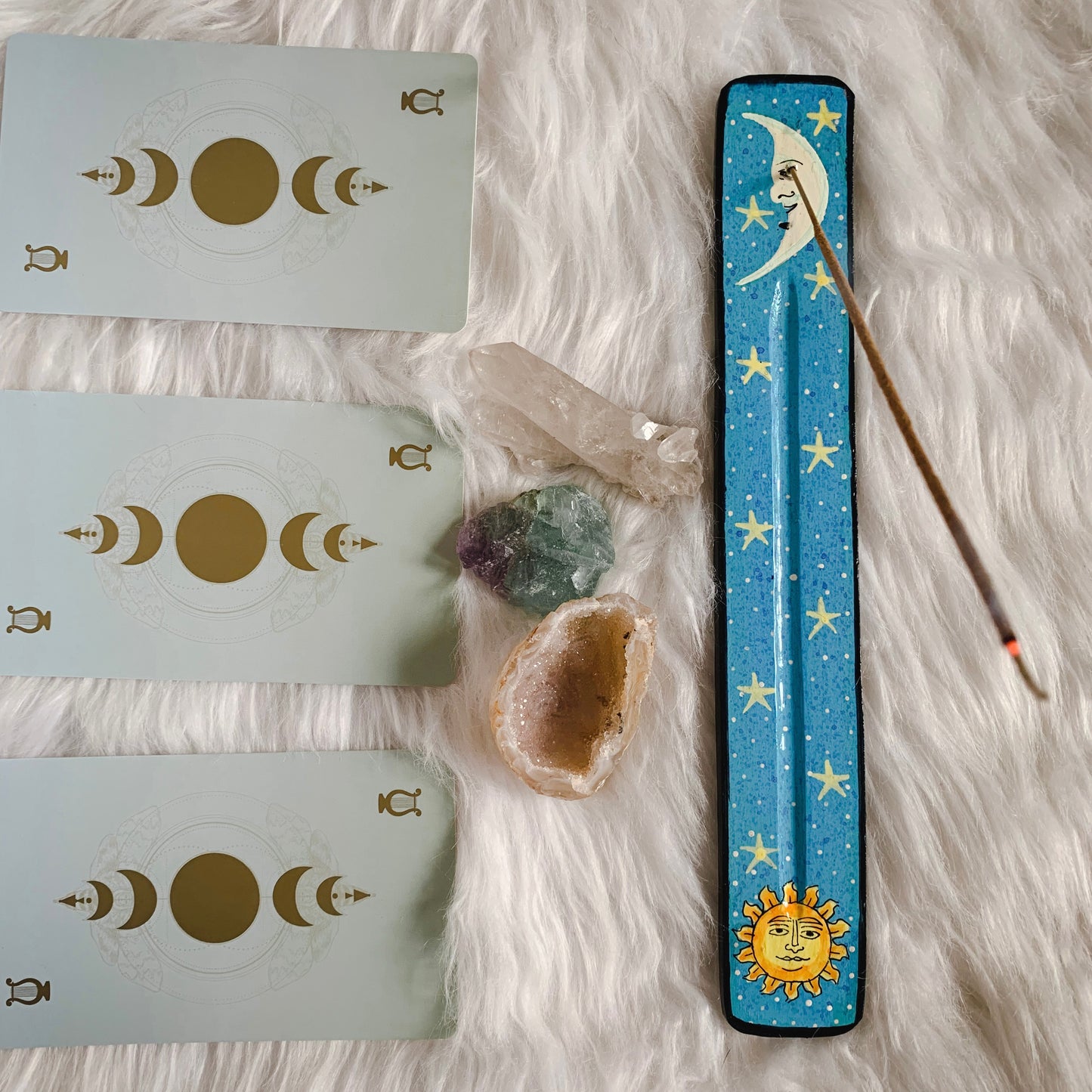 Hand Painted Sun and Moon Incense Holder
