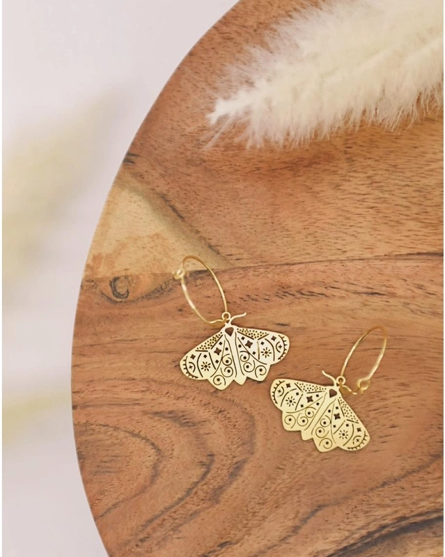 18k Gold Moth Earrings