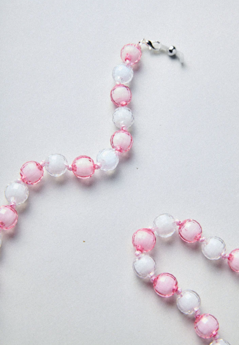 Pink and White Disco Ball Glasses Chain