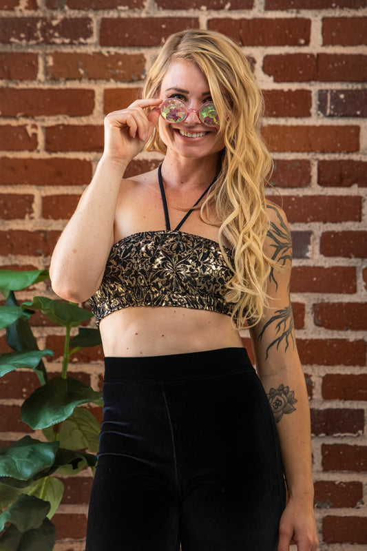 Black and Gold Shimmer Brocade Bandeau