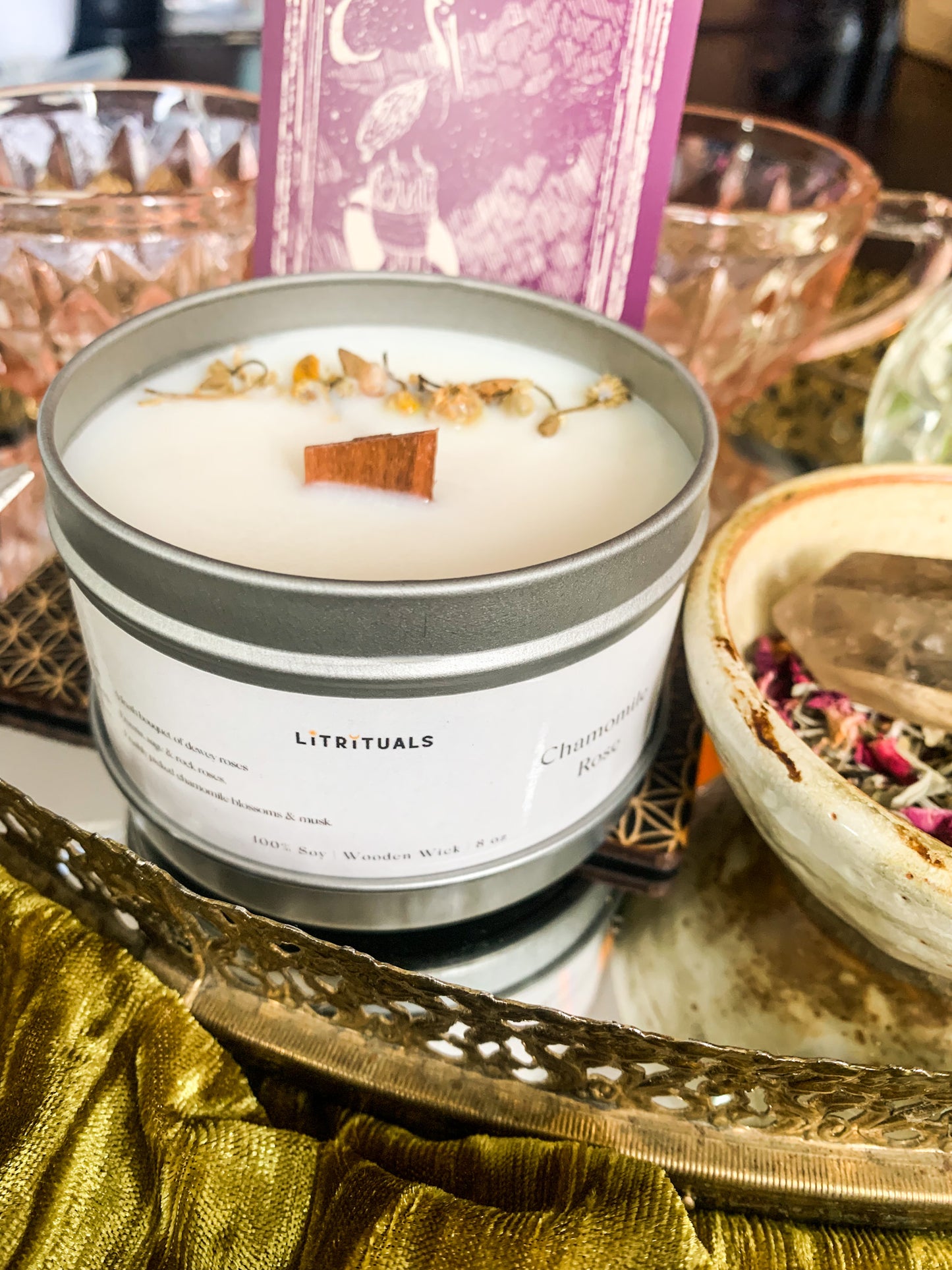Chamomile Rose Essential Oil Candle Tin