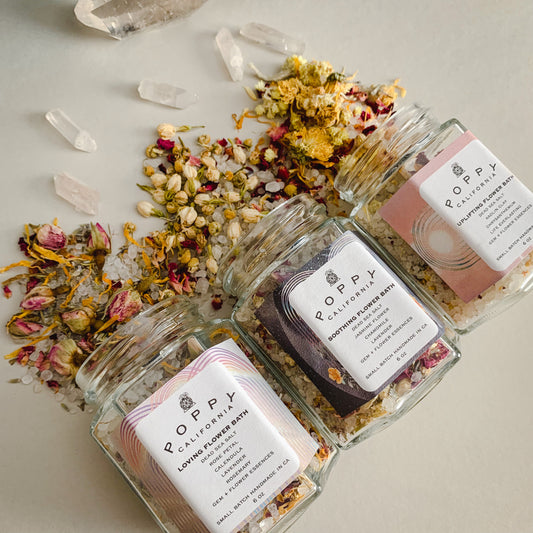 Flower Bath Salt Glass Jar Set